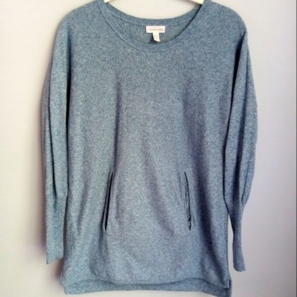 GARNET HILL ORGANIC COTTON BLUE KANGAROO POCKET SWEATER SIZE XS.
